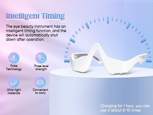 Under-Eye Light Therapy Device, Beauty Device with Eye Massage for Relieve Eye Bags, Eye Fatigue, Dark Circles, with Gel and Glasses Strap