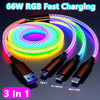 RGB Type C Cable - 3-in-1 66W 6A