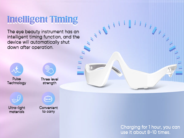 Under-Eye Light Therapy Device, Beauty Device with Eye Massage for Relieve Eye Bags, Eye Fatigue, Dark Circles, with Gel and Glasses Strap