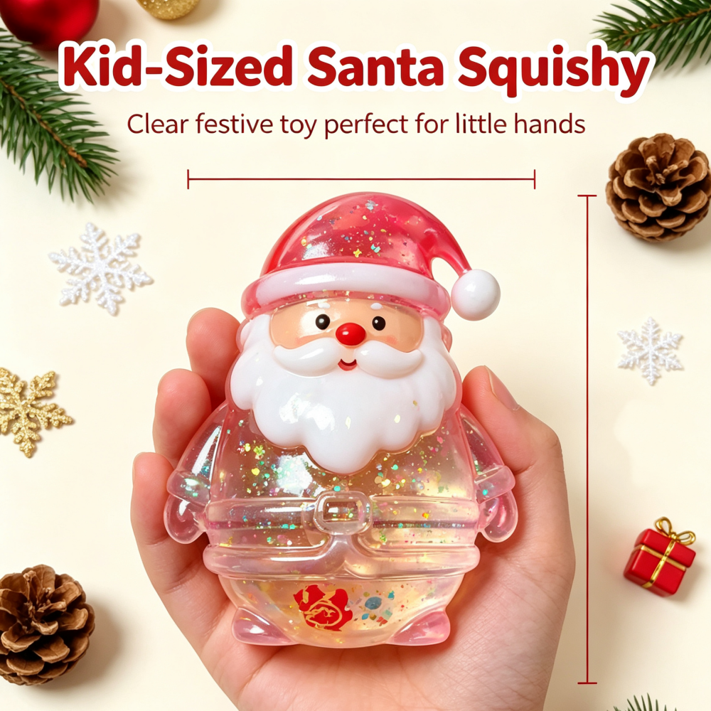 Maltose Santa Claus Squishy Toy Transparent Glitter Filled Stress Relief Squeeze Fidget Toy Christmas Gift