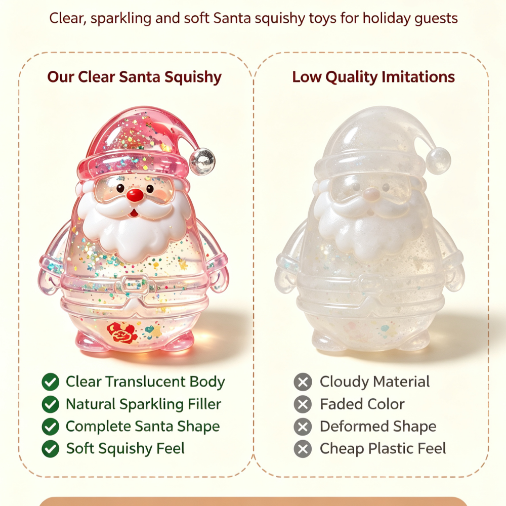 Maltose Santa Claus Squishy Toy Transparent Glitter Filled Stress Relief Squeeze Fidget Toy Christmas Gift